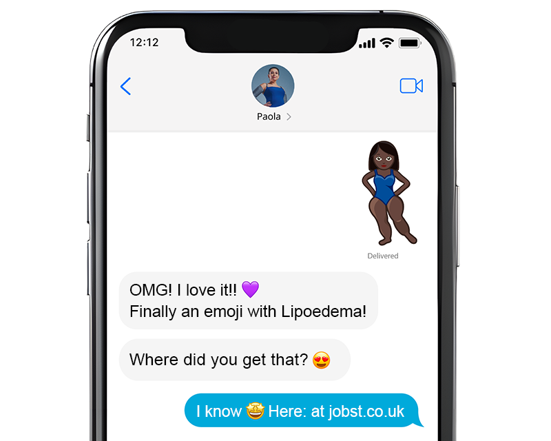 Phone screen displaying a text message with lipedema emoji. Phone screen displaying a text message with lipedema emoji.
